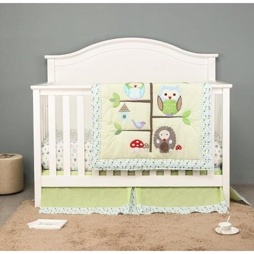 3PCS Nursery Baby Bedding Set Crib Bedding Sets for Girls for Standard Size Crib ,Fitted Sheet, Crib Quilt, Dust Ruffle