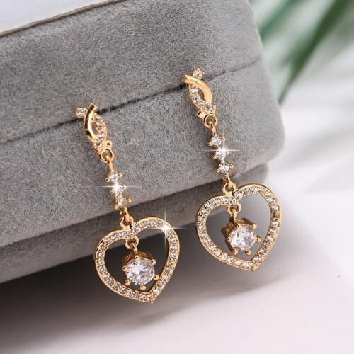 DE368 Fashion Refined Grace Street Shot Exaggerating Heart-Shapaed Zircon Earrings Gift Party Banquet Woman Jewelry Earrings
