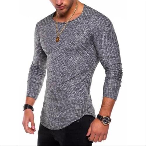 Mens Wool Pullover Thin O-Neck Solid Muscle Quality Slim Fit Spring Autumn Long Sleeve Knitted Cotton Casual Male Sweaters