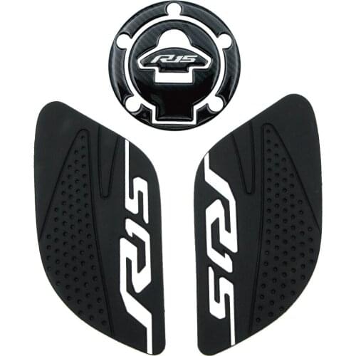 Motorcycle Carbon Fiber Tank Gas Cap Pad Filler Cover Decals＆Anti Slip Knee Grip Traction Pads Protector Stickers For Yamaha R15