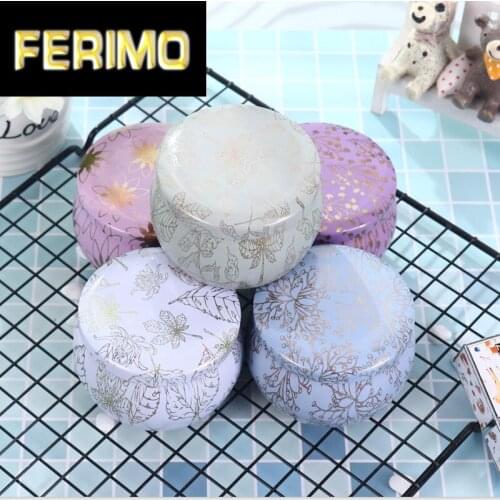 New Creative Candy Tin Box Flat Round Little Gift Box Personality Flower Tea Pot Handmade Soap Candle Jar Packaging Case