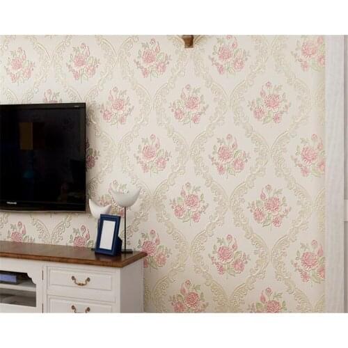 Beibehang Wallpaper pink beige purple diamond relief 3d wallpaper living room bedroom TV background diamond 3D wallpaper roll