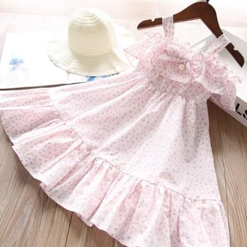 Wholesale girls dots ruffles princess dress kids dress for girl summer new children clothes