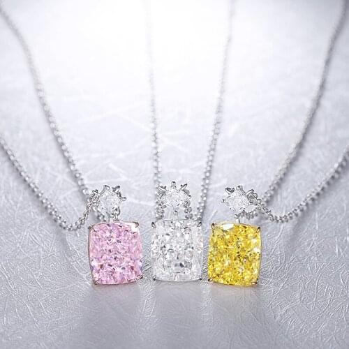 Pirmiana 2021 S925 Silver 5.0ct Radien Cut Simulated Diamond Men Lady Couple Necklaces CZ Gemstone Minimalist Jewelry