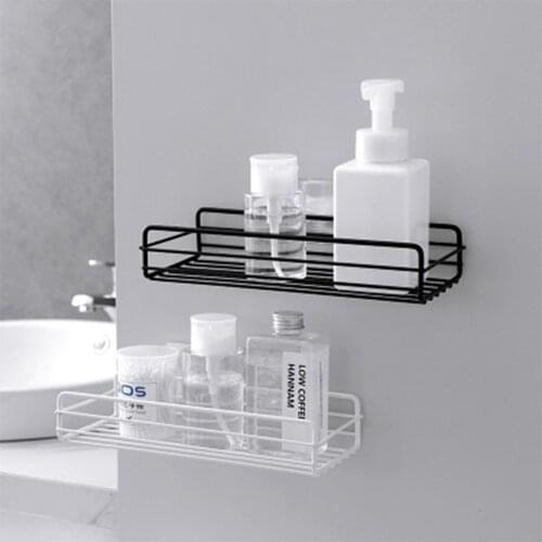 Punch-free Wrought Iron Bathroom Shelf Bathroom Kitchen Wall-mounted Toiletries Simple Storage Rack Wall Shelf