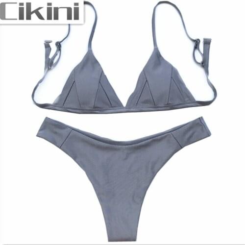 2020 Hot Design Retro Style Simple Model Brazilian Sexy Printing Swimsuit Bikinis Halter Padded Biquinis Feminino