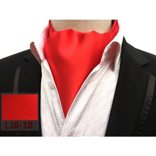 Luxury Mens Ascot Tie Solid Red High Class Soft Satin Cravat for Men