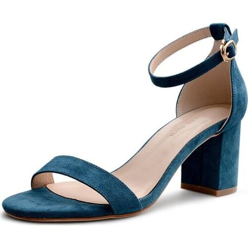 Sandals woman 2018 summer 6.5CM High heel Word Band Thick with sandals Word buckle High heels women shoes