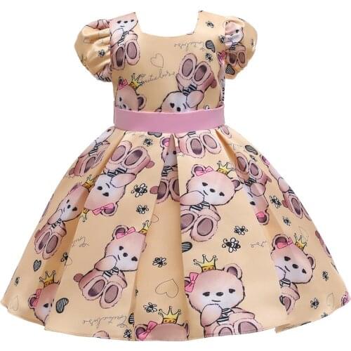 Print Baby Girls Wedding Dress Kids Dresses For Girls Princess Short Dress Summer Children Clothing Dress Vestido 2 5 7 10 Year