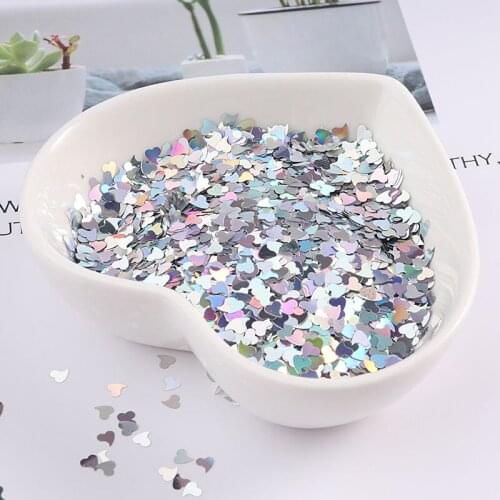 Ultrathin 10g/Pack Laser Silver Heart Shape loose Sequins PET Paillettes for Nails Art manicure/wedding confetti New Hot Sale