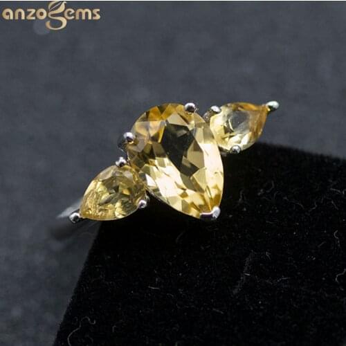 Anzogems 3-stone natural citrine ring 925 sterling silver 4ct gemstone fine jewelry for womens mothers day wedding engagement