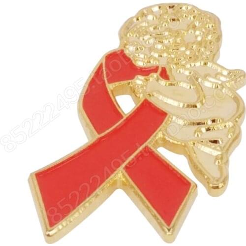 Aids/HIV Awareness Angel Red Ribbon Lapel Pins