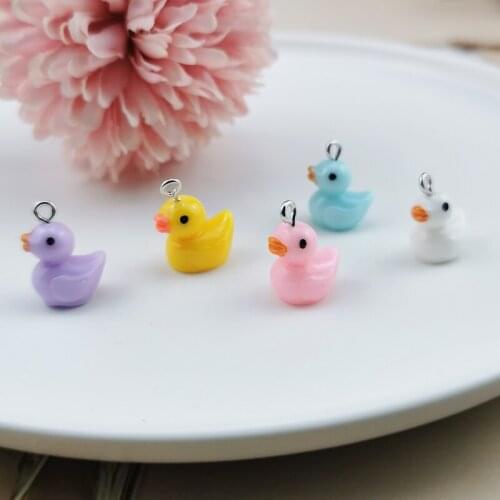 10pcs Cute Mixed Color Resin Yellow Duck Earring Charms DIY Animal Pendant For Necklace Keychains Handmade Jewelry Accessory