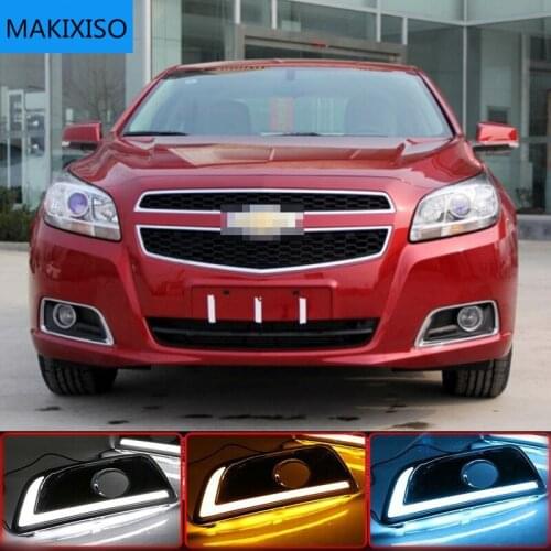 2PCS For Chevrolet Chevy Malibu 2012-2015 Driving DRL with turn signal Daytime Running Light fog lamp Relay Daylight car styling