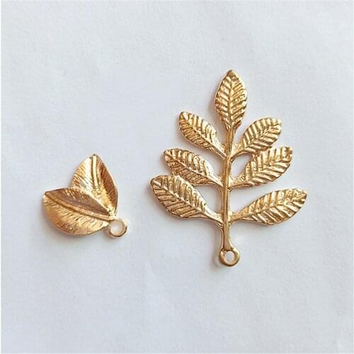 20pcs Metal KC Gold Plated Leaf Branch Pendant Charms DIY Alloy Accessories For Jewelry Making