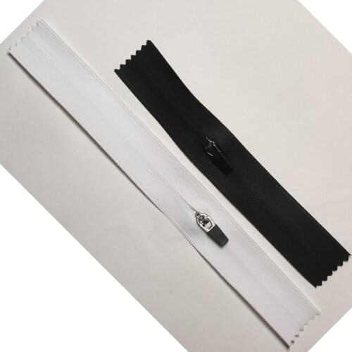 #3 PU waterproof zipper black/white TPU coating non stops pocket zip with rubber puller