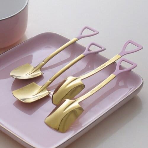 304 stainless steel shovel light luxury girls heart powder gold spoon iron catalpa shape spoon sweet spoon childrens spoon