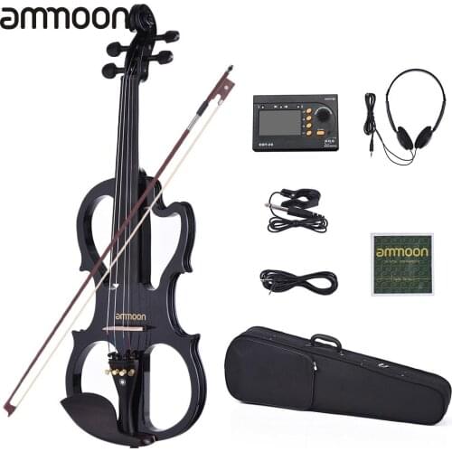 Ammoon VE-201 VE-209 Full Size 4/4 Solid Wood Silent Electric Violin Fiddle Maple Body Ebony Fingerboard Pegs many types Violins