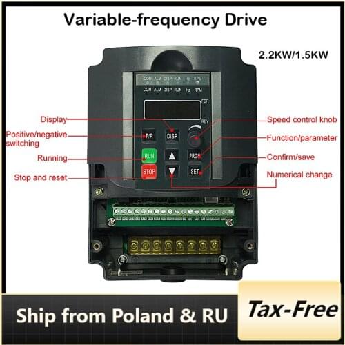 Variable Frequency Drive VFD 220V 2.2KW 1.5KW Inverter for DIY CNC Machine 1.5KW Spindle for CNC Engraving Wood Router