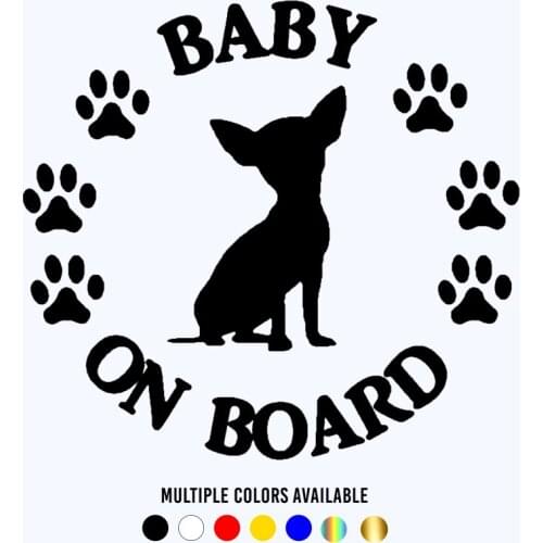 CK20856# Die-Cut Vinyl Decal Baby Chihuahua on Board Car Sticker Waterproof Auto Decors on Bumper Window Laptop