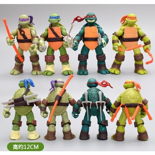 4pcs/set Leo Raph Mike Don Turtles Action Figure Doll Turtles Anime Tartaruga Model Hands and Feet Can Move Toys for Children