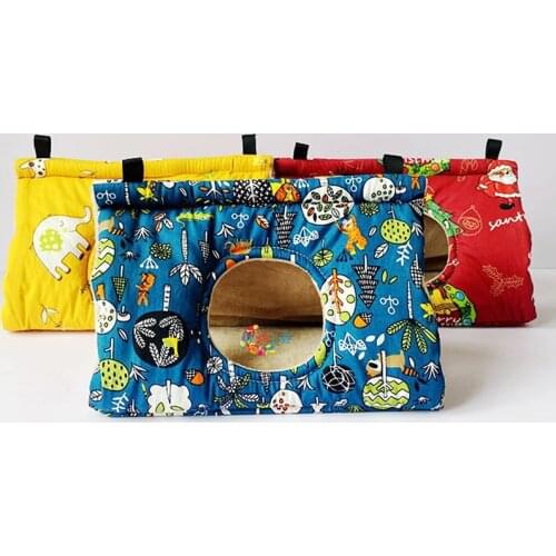 Flannel Bird Hanging Cave Cage Parrot Nest Hammock Hanging Cage Warm Winter Birds Cage Hideaway Sleeping Bed Toys Hamster House