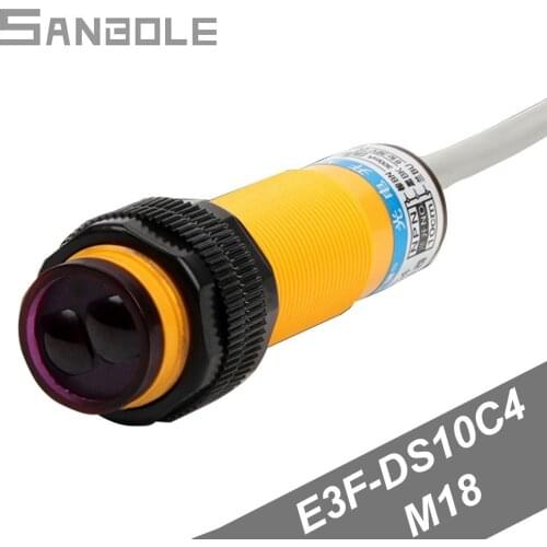 Photoelectricity Switch E3F-DS10C4 Diffuse Reflection Induction Switches 10cm 3 Line Direct Normally Open M18 DC12-24V(3-36V)