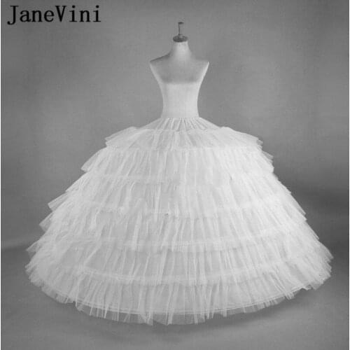 JaneVini 6 Layer Puffy Tulle Ball Gown Petticoats Bridal Dress 6 Hoop Crinoline Ruffles Petticoat Underskirt Wedding Accessories