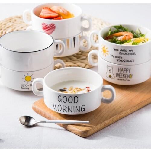 Creative Childrens Bowl Ceramic Household Tableware Cute Nordic Baby Cool Korean Roast Bowl Breakfast Dessert Small Porringer