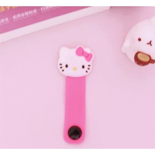 Creative Cute Hello Kitty Cartoon Earphone Storage Cable Winder Snap Take-up Protective Cover Mobile Phone Data Cable Storage