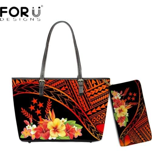 FORUDESIGNS Hot Sales Luxury Handbags For Women Kosrae Polynesian Hibiscus Floral Print Ladies Casual Totes Shoulder Sac Purse