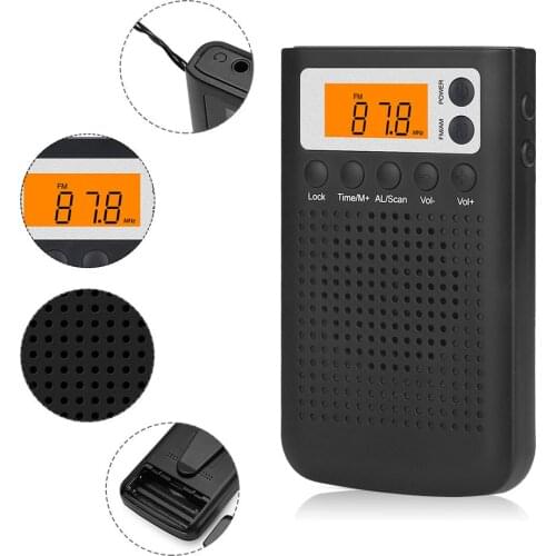 Mini Radio Portable Stereo Pocket Radio Speaker With Built-in Speaker Headphone Jack AM FM Alarm Clock Radio For Car