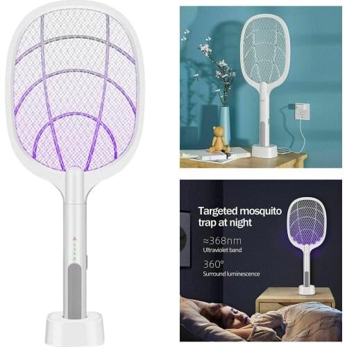 Mini USB Mosquito Swatter LED Fly Bat Pest Zapper Racket Killer Camping