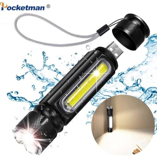 12000LM Multifunctional Flashlight LED USB Rechargeable Battery Powerful T6 Torch Side COB Light Tail Magnet Work Lighting Tools