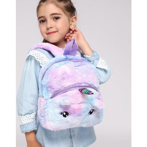 Fashion Children Plush School Backpacks 3D Unicorn Design School Bags for Girls Cute Kindergarten Kids Bags Mochila Infantil