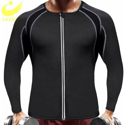 LAZAWG Mens Gym Waist Trainer Sauna Sweat Suits Slimming Control Body Shaper Fitness Burner Weight Loss Shirts Corset Shapewear