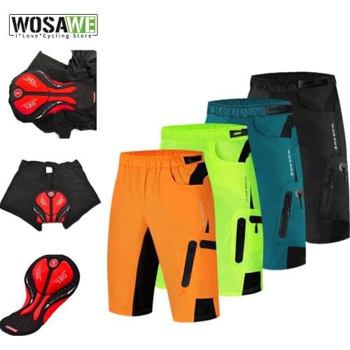 Mens Cycling Shorts MTB Shorts With Non-Removable Padded Underwear Bike Downhill Shorts Loose Fit Outdoor Bicycle Shorts