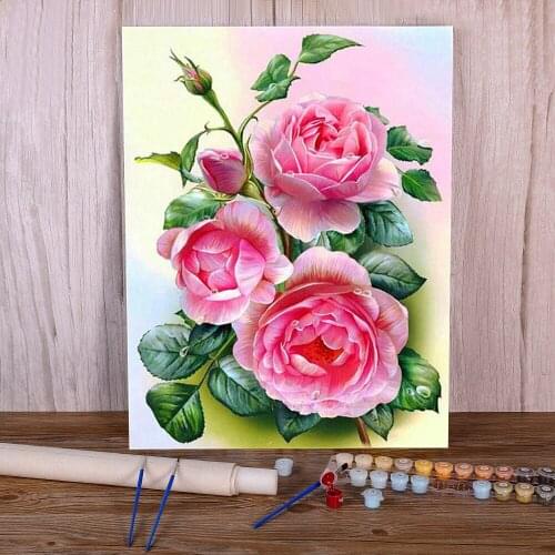 Flower DIY Painting By Numbers Kit Acrylic Paints 50*70 Canvas Painting Loft Wall Picture For Handicraft