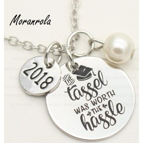 New arrive "The Tassel Was Worth The Hassle "Necklace &keychain graduation class 2018 Graduation Gift Graduation Cap