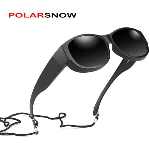 POLARSNOW Brand Oval Sunglasses Polarized Glasses Fit Over Prescription Glasses UV400 Shades that Cover Myopia Optical Eyewear