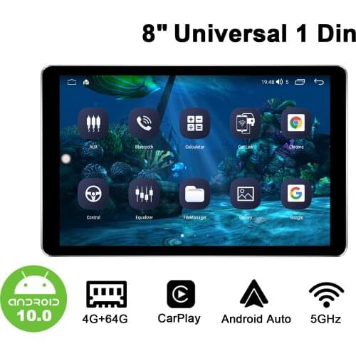 Single Din 8 Inch Car Dvd Player Android Auto GPS Navigation With Carplay Universal FM Audio Stereo Android 10.0 Head Unit