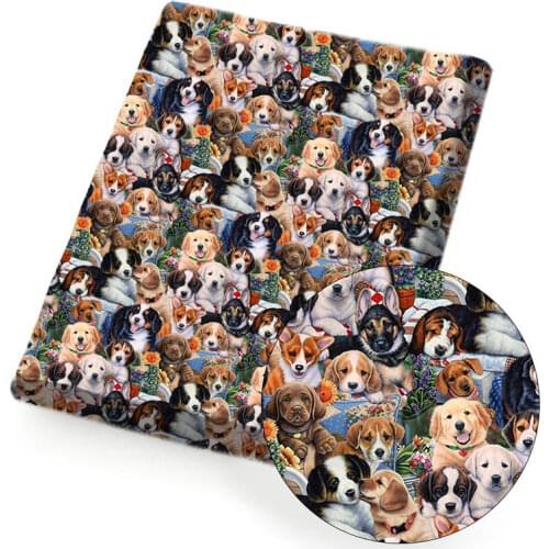 Polyester Cotton Fabric Sheet 3D Printed Cloth Fabrics Cartoon Dogs Cats for DIY Craft Bag Dress Sewing Materials 45*145cm/pc