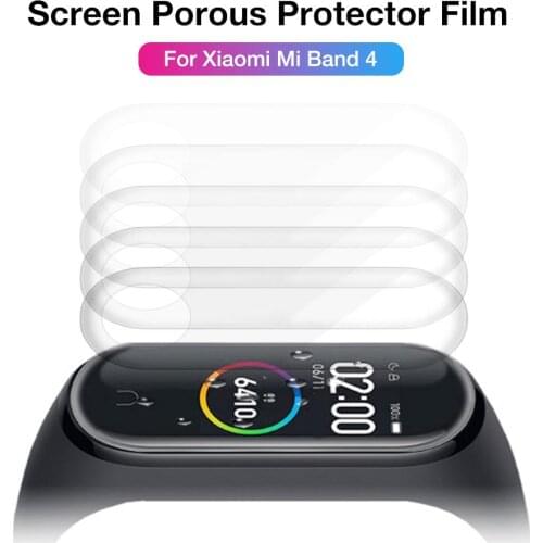 5Pcs Screen Porous Protector Film Soft TPU Ultra Clear For Xiaomi MiBand 4 Smart Wristband Full Screen Porous Protective Cover