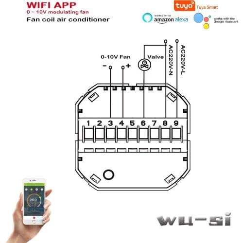 0-10V proportional regulating fan TUYA thermostat with NO NC valve works with Alexa Google Home