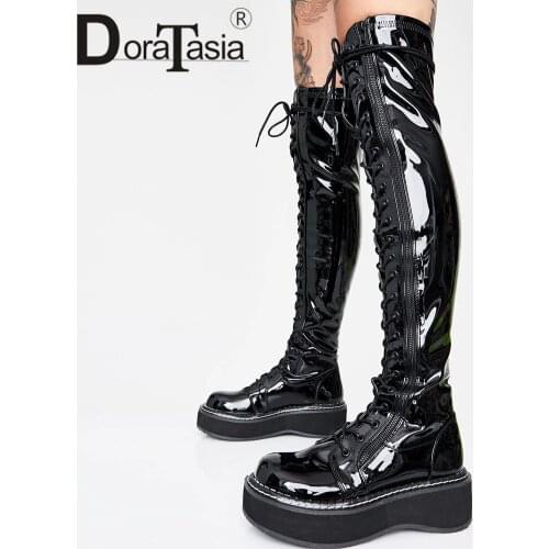 DORATASIA New Plus Size 35-46 Brand Design Girl Fashion Platform Thigh High Boots Women 2019 Ladies Over Knee Boots Shoes Woman