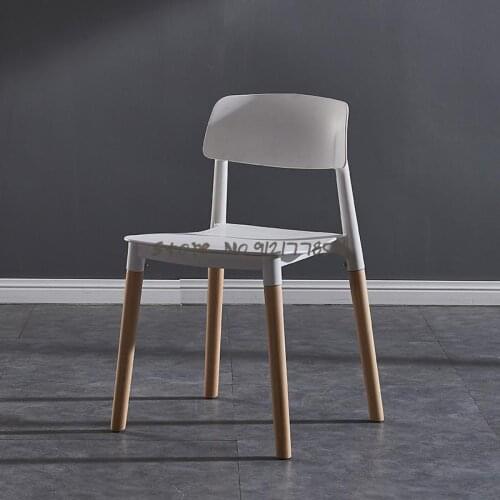 Nordic modern minimalist plastic chair solid wood lounge chair restaurant dining chair gift chair adult back chair conference ch