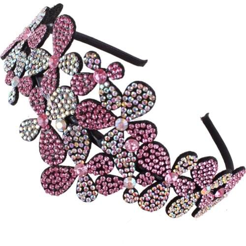 Rhinestone Double Flower Hair Bands Hair Crystal Headbands Female Elegant Hairband Handmade Fashion Hair Accessories