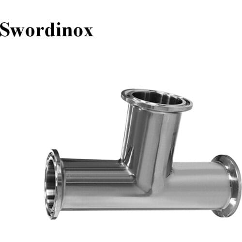 Swordinox SS304 or SS316L Stainless Steel Sanitary 3A Standard Clamped Long Type 3 Way Tee Ferrule Pipe Fitting