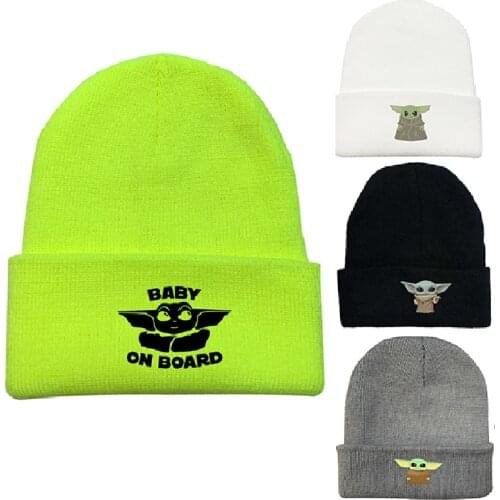 Marvels new yoda knitted hat autumn and winter Yoda baby hat all-match elastic flop hat Christmas Halloween cosplay gift
