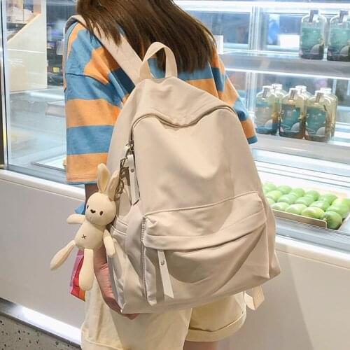 HOCODO New Waterproof Nylon Backpack For Women Solid Color School Bag For Teenage Girl Casual School Bags Travel Women Backpack